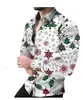 Camisa de Manga Larga para Hombre de Navidad Nueva, Europea y Americana, con Impresión Digital 3D, Camisa Versátil Casual de Moda