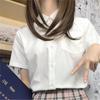 Camisa JK Manga Larga Top de Mujer Uniforme Básico Blanco Leche Color Puro Cuello Redondo Puntiagudo Camisa Talla Grande Camisa Manga Corta