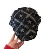 Boina de mezclilla con estrella peluda estilo retro para mujer, moda de primavera y verano, versátil, para cabeza grande, que estiliza el rostro, sombrero de niño de las noticias