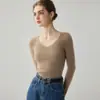 Suéter 100% cachemira pura para mujer, cuello en V, jersey otoño/invierno, suéter de punto, suave y cómodo, corte ajustado, favorecedor y adecuado como capa interior