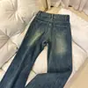 Pantalones vaqueros Micro-Lar sin piernas estilo retro americano para mujer, de talla grande, gordita, de cintura alta, anchos y acampanados, para primavera y otoño