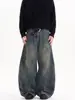 Jeans Retro Americanos Lavados Desgastados Scimitar Unisex Marca de Moda Callejera Geniales Sueltos Versátiles Pierna Ancha Pantalones Largos hasta el Suelo