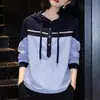 Camisa de Rayas con Capucha para Mujer 2026 Primavera Otoño Holgada que Reduce la Edad Holgada Simple Capa Interior Capa Base Sudadera Superior