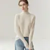 Suéter de Cashmere Feminino Baicaierong Outono/Inverno 2026 com Gola Meia Alta, Design Versátil, Tricô de Lã