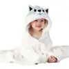 Toalha de Banho Poncho Infantil Pode Ser Usada e Enrolada, Toalha de Banho com Capuz para Recém-Nascidos, Roupão de Banho com Capuz Absorvente de Desenho Animado em Fleece Coral para Natação