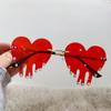 2024 novos óculos engraçados de bola bonita com diamantes europeus incrustados amor lágrimas óculos de sol personalidade feminina óculos de sol sem armação de metal