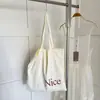 Bolso de Lona de un Solo Hombro Estilo Coreano Estilo Perezoso para Mujer, Bolso de Nailon con Letras de Gran Capacidad, Bolso Tote Casual para el Trabajo, Bolso de Lona de Moda