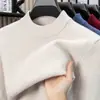 Suéter Grueso de Mezcla de Lana con Cuello Alto Medio para Hombre, Otoño e Invierno, Jersey Holgado, Ropa Interior Térmica de Punto