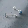 Pendientes Exquisitos Japoneses y Coreanos Frescos y Dulces Pendientes S925 Bola Redonda Rosca Punto Colorido Diamante Pendientes de Trébol de Cuatro Hojas