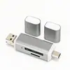 Producto de gran venta transfronteriza: Lector de Tarjetas Otg 3 en 1, Usb/Tipo-C Universal para Teléfonos Móviles y Computadoras, Doble Ranura para Tarjetas Sd/Tf