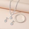 Juego de Joyería Diamante Flash Incrustado con Gotas de Cristal de Diamante Completo Collar Aretes Set Juego de Tres Piezas para Mujer