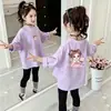 Camiseta de manga larga de algodón puro para niña, nuevo estilo primavera y otoño, elegante, versátil, prenda interior para niños, top de moda casual para niñas, moderno
