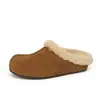 Pantuflas Boken para Mujer con Felpa Plus 2026 Nuevas de Cordero Perezoso Punta Cerrada Medias Pantuflas Otoño/Invierno Pantuflas de Algodón con Piel Suela Gruesa