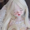 Peluca para muñeca BJD 6 puntos Ye Luoli Cabello largo rizado dorado bebé de tela pequeña seda de alta temperatura cobertura de cabello falso en stock Foto real