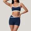 Conjunto de dos piezas de tank top y shorts ajustados sexy para fitness, yoga, running al aire libre y deportes, europeo y americano transfronterizo