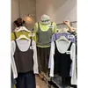 Cacahuete otoño estilo suave sensación relajada bloques de color versátil imitación de dos piezas suéter de punto de manga larga 11828
