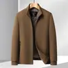 Chaqueta de hombre 2026 otoño e invierno cuello alto con cremallera acolchada engrosada para mediana edad negocios forro polar australiano cálida abrigo para commuting