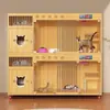 Villa para Gatos Jaula para Gatos Hogar para Mascotas Alojamiento Cría Madera Maciza Cama para Gatos Armario para Gatos Casa de Lujo para Gatos Vitrina Temperatura Constante Tres Niveles