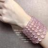 Polvo de Melocotón Polvo Mo Cordón de Mano Polvo de Luz Estelar de Mozambique Pulsera de Cristal Piedra de Hibisco Estrella de Seis Puntas Cordón de Mano de Cristal Natural