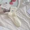 Calcetines de verano para mujer, de malla fina, con lazo bordado, cortos, de algodón sin hueso, color crema, para ballet