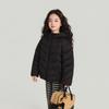 Pudding Haru Jaqueta Curta com Capuz Infantil para Meninas 2025 Inverno Novo Estilo Simples e Fashionável Jaqueta de Penas de Pato Branco