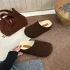 Pantuflas Birkenstock Retro Plus Terciopelo Marrón Suela Gruesa Forradas con Terciopelo 2026 Nuevas de Invierno Cálidas para Exteriores Pantuflas Cerradas con Forro de Terciopelo