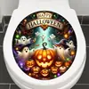 Xinuo PH-QTB879 Corona de Halloween con luces de colores, adhesivo de inodoro con diseño de fantasma y calabaza para embellecimiento y decoración del baño