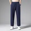 Calça de Trabalho Esportiva Grossa Forrada com Fleece Outono Inverno Calça Casual de Perna Reta Calça Longa de Trabalho Lisa Solta Elástica Masculina