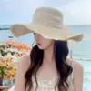 Chapéu de Palha Personalizado com Franjas de Verão de Aba Larga para Mulheres, Estilo Fresco e Doce, Estilo Coreano Proteção Solar Estilo Férias Chapéu de Pescador
