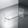 Caixa de armazenamento para armário de espelho, acrílico transparente, retangular, estreita e longa, conjunto combinado para banheiro, cosméticos, produtos de skincare e penteadeira