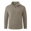 Venta al por mayor transfronteriza de suéteres populares para hombre de otoño e invierno, color liso, modernos y versátiles, camiseta básica de punto para hombre con cuello alto y media cremallera