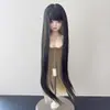 Tiro real Bloqueo de color Nueva muñeca BJD Usa cabello sintético Seda suave Flequillo de 3 puntos 4 puntos 6 puntos Peluca de cabello largo liso Tocado