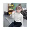 Camiseta Básica Gruesa de Doble Cara de Lana con Cuello Medio Alto de Manga Larga para Bebé Estilo Occidental Top Cálido Interior para Niños Medianos y Grandes
