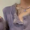 Lujo ligero nicho diamante púrpura hermoso collar de perlas dulce chica popular romántico universo cadena clavícula ins Planeta de los Sueños Dulce Fresco
