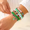 Pulsera Versátil Navideña Transfronteriza Europea y Americana Árbol de Navidad Corazón Arcilla Suave Pulsera de Cuentas Coloridas Juego de Apilamiento Multicapa