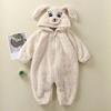 Macacão de pelúcia de coelho e panda de desenho animado para bebê, roupas quentes fofas para bebês e crianças, macacão de peça única para casa