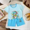Traje de Verano de Algodón Puro de Manga Corta para Niños y Niñas, Ropa de Casa de Dibujos Animados, Conjunto de Dos Piezas, Pijama Lindo Transpirable para Niños a la Moda