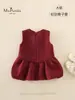 Novo Estilo de Inverno para Bebês e Crianças Pequenas Classe A Roupas Infantis para Meninas, Vestido Sem Manga Quente e Macio com Forro de Fleece Ano Novo