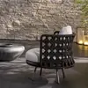 Sofá Exterior Ocio Teak Mimbre Combinación Diseño Patio Villa Balcón Sala de Muestras Silla Individual de Mimbre Mueble