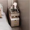 Mesita de Noche Inteligente Pequeña de Madera Maciza, Moderna y Sencilla, Gabinete de Mesita de Noche Multifuncional, Gabinete de Almacenamiento para Dormitorio del Hogar, No Requiere Instalación