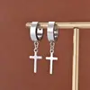 Pendientes de Acero Inoxidable con Forma de Cruz para Hombres y Mujeres, Moda Punk con Personalidad, Hebilla de Oreja, Pendientes Sencillos Chapados en Oro de 18 Quilates, Venta al por Mayor