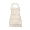 6016-25 Primavera Nuevo Coreano Hermana Gentil Puro Plisado Cuello Delgado Malla Colgante Hilo Falda Cadera vestido