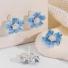 Pendientes de Flor con Esmalte de Goteo Azul, Pinzas para Orejas de Disco Espiral, Nuevo Estilo Caliente 2025, Únicos Elegantes, Pendientes y Aretes Exquisitos