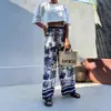 2025 Aliexpress Nova Moda Feminina Transfronteiriça Estilo Étnico Boêmio Férias Casual Calças de Perna Larga