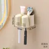 Suministro Transfronterizo Portacepillos de Dientes Estilo Crema, Vaso para Enjuague Bucal sin Taladro, Portacepillos de Dientes de Pareja Montado en Pared con Dispensador de Pasta de Dientes
