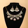 Conjunto de Collar y Pendientes de Girasol Retro Europeo y Americano Colorido Incrustado de Diamantes, Joyería de Estilo Étnico Bohemio Más Vendida Transfronteriza