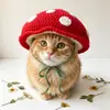 Sombrero de Dibujos Animados Tejido a Mano para Mascotas Gatos, Sombrero para Fotos al Aire Libre, Sombrero de Disfraz para Mascotas de Halloween