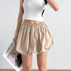 Falda Corta A-Line de Cintura Alta y Pierna Ancha con Vuelo para Mujer Verano 2024 Falda de Capullo de Flor Elástica Estilo Casual Delgado para Lucir Más Alta y Delgada