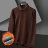 Camisa Polo Gruesa Forrada de Vellón Catiónico Otoño e Invierno para Hombre Casual de Negocios Cálida Amigable con la Piel Cuello Camisero Camiseta Base