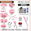 Conjunto de Dominação SM de Couro Rosa Algemas de Pelúcia Algemas para Pés Pinças para Mamilos Chicote de Couro Restrições para Dormir Brinquedos Sexuais para Adultos